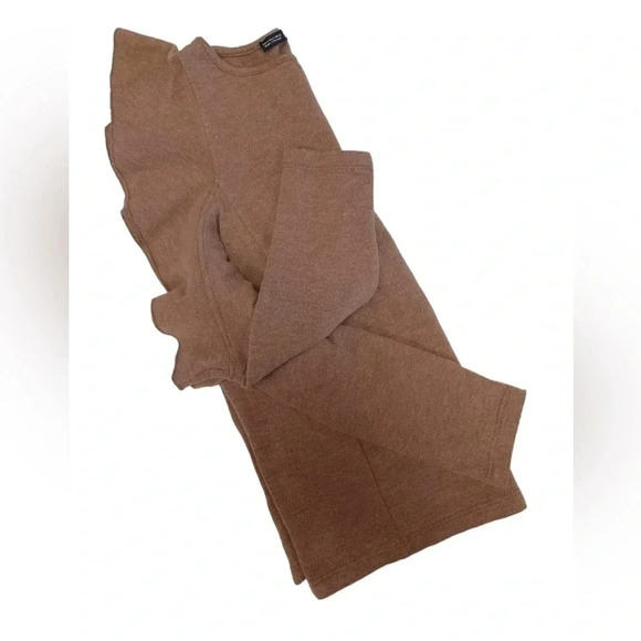 Zara Cold Shoulders Light Brown Long Sleeve Sweater Size Small - Picture 4 of 8